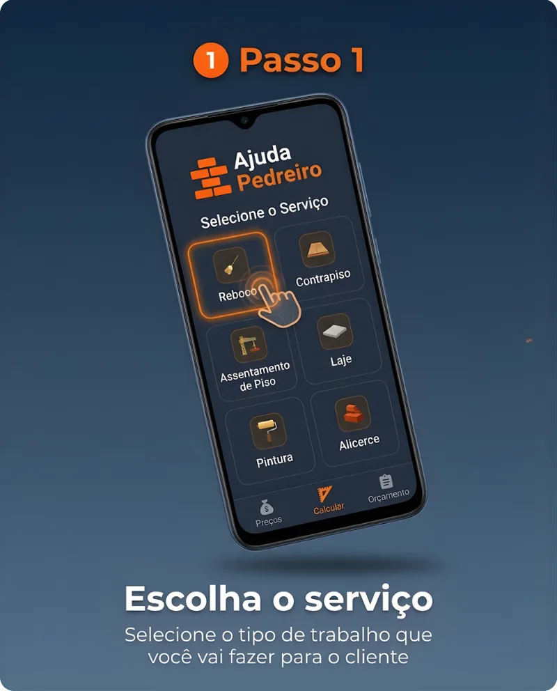 Passo 1 — Escolha o serviço: selecione o tipo de trabalho que você vai fazer para o cliente